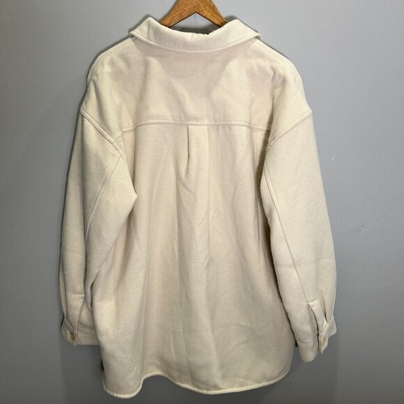 Moussy Minimalist Oversized Heavy Beige Shacket - One Size - Picture 4 of 7